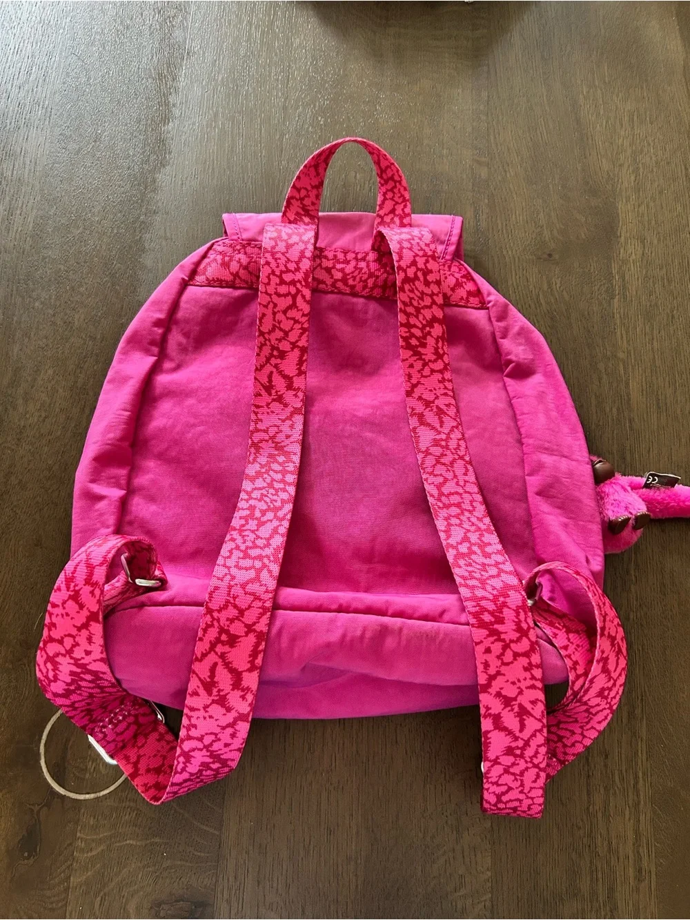 Kipling queenie pink nylon backpack travel with silver hardware